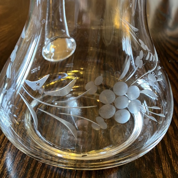 Vintage Side-table Etched Glass Pitcher and Glass - Picture 6 of 7